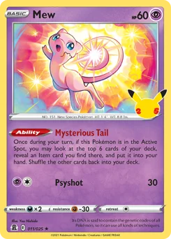 Mew Pokemon card from Celebrations, card number 11