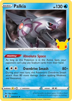 Palkia Pokemon card from Celebrations, card number 4