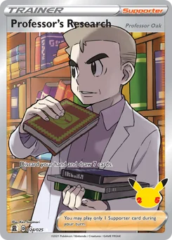 Professor's Research (Professor Oak) Pokemon card from Celebrations, card number 24