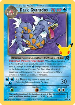 Dark Gyarados Pokemon card from Celebrations: Classic Collection, card number 8