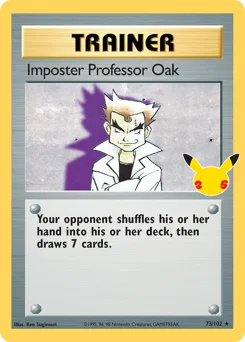 Imposter Professor Oak Pokemon card from Celebrations: Classic Collection, card number 73