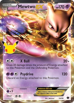 Mewtwo-EX Pokemon card from Celebrations: Classic Collection, card number 54