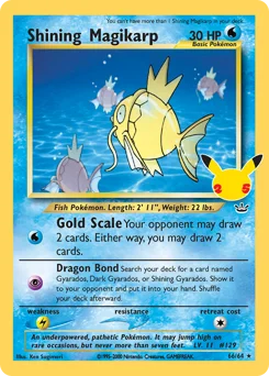 Shining Magikarp Pokemon card from Celebrations: Classic Collection, card number 66