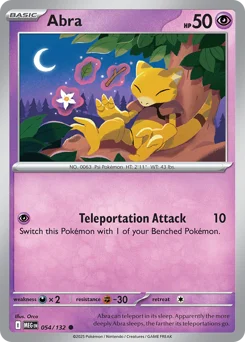 Abra Pokemon card from Mega Evolution, card number 54