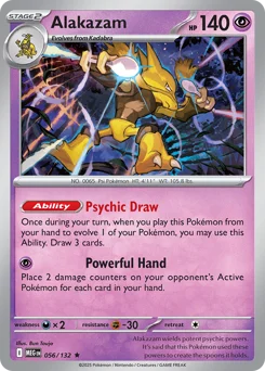 Alakazam Pokemon card from Mega Evolution, card number 56