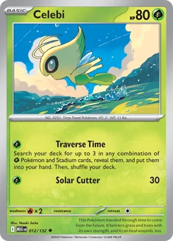 Celebi Pokemon card from Mega Evolution, card number 12