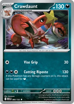 Crawdaunt Pokemon card from Mega Evolution, card number 85