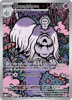 Houndstone Pokemon card from Mega Evolution, card number 145