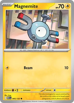 Magnemite Pokemon card from Mega Evolution, card number 45