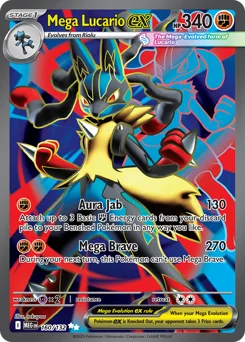 Mega Lucario ex Pokemon card from Mega Evolution, card number 160