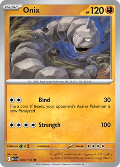 Onix Pokemon card from Mega Evolution, card number 70