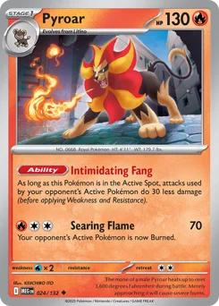 Pyroar Pokemon card from Mega Evolution, card number 24