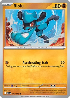 Riolu Pokemon card from Mega Evolution, card number 76
