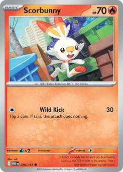 Scorbunny Pokemon card from Mega Evolution, card number 26