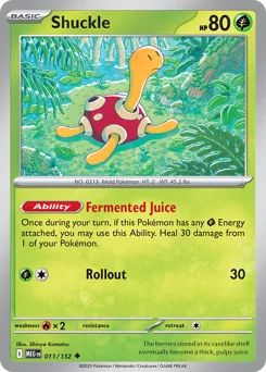 Shuckle Pokemon card from Mega Evolution, card number 11