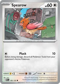 Spearow Pokemon card from Mega Evolution, card number 102