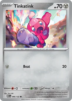 Tinkatink Pokemon card from Mega Evolution, card number 96