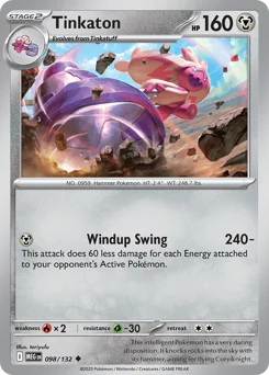 Tinkaton Pokemon card from Mega Evolution, card number 98