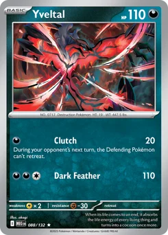 Yveltal Pokemon card from Mega Evolution, card number 88