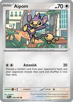 Aipom Pokemon card from Phantasmal Flames, card number 78