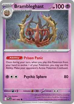 Brambleghast Pokemon card from Phantasmal Flames, card number 47