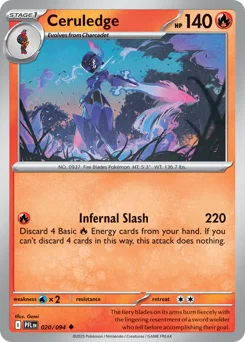 Ceruledge Pokemon card from Phantasmal Flames, card number 20