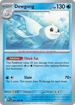 Dewgong Pokemon card from Phantasmal Flames, card number 22