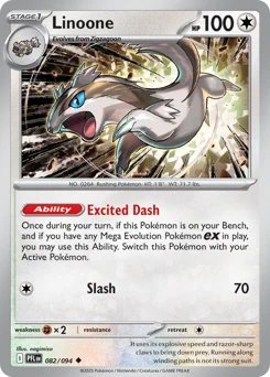 Linoone Pokemon card from Phantasmal Flames, card number 82