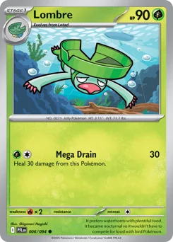 Lombre Pokemon card from Phantasmal Flames, card number 6