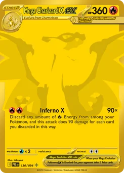 Mega Charizard X ex Pokemon card from Phantasmal Flames, card number 130