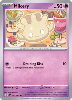 Milcery Pokemon card from Phantasmal Flames, card number 43