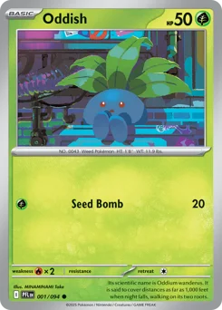 Oddish Pokemon card from Phantasmal Flames, card number 1