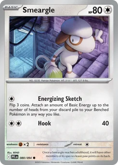 Smeargle Pokemon card from Phantasmal Flames, card number 80