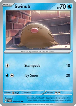 Swinub Pokemon card from Phantasmal Flames, card number 23