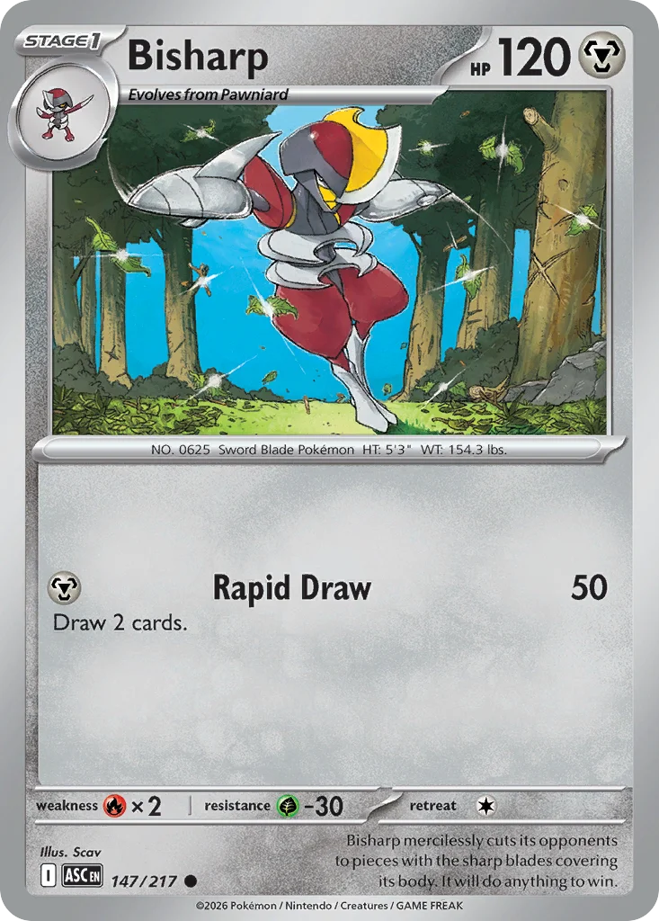 Bisharp Pokemon card from Ascended Heroes, card number 147