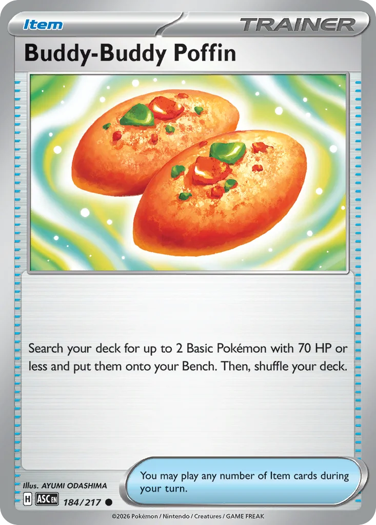 Buddy-Buddy Poffin Pokemon card from Ascended Heroes, card number 184