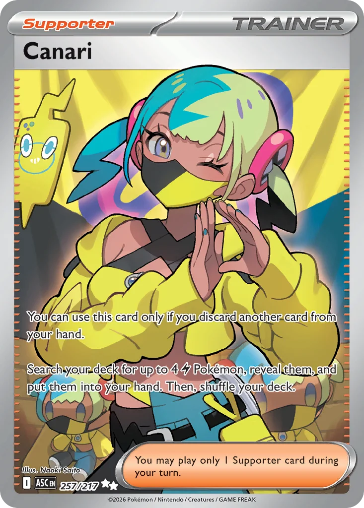 Canari Pokemon card from Ascended Heroes, card number 257