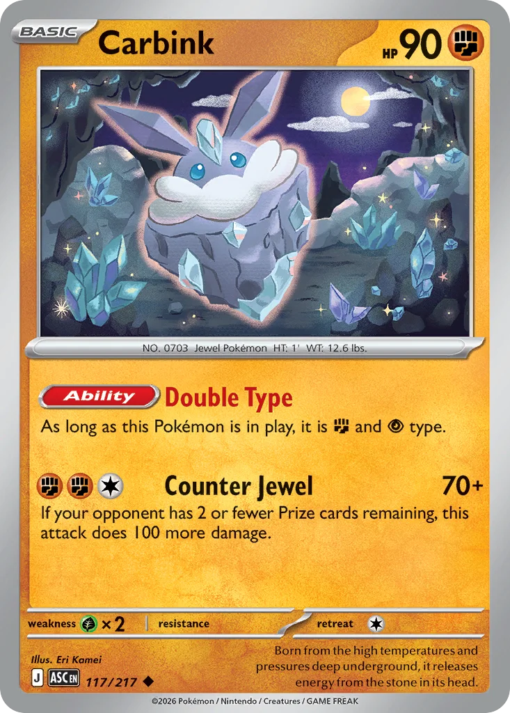 Carbink Pokemon card from Ascended Heroes, card number 117