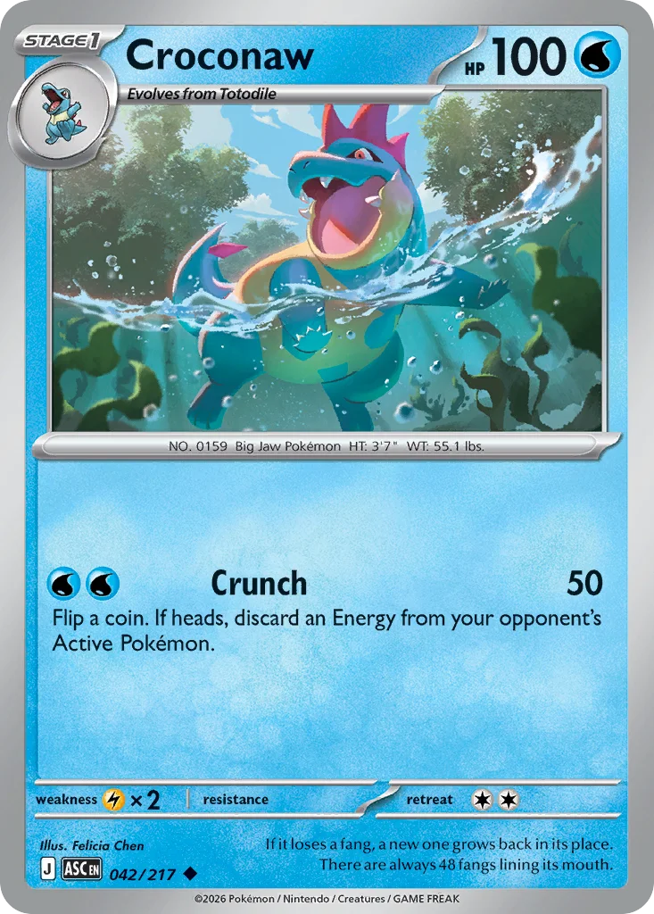 Croconaw Pokemon card from Ascended Heroes, card number 42