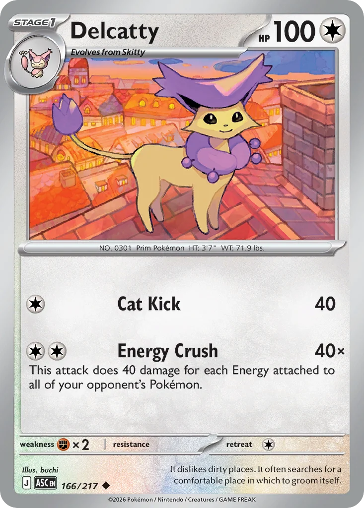 Delcatty Pokemon card from Ascended Heroes, card number 166