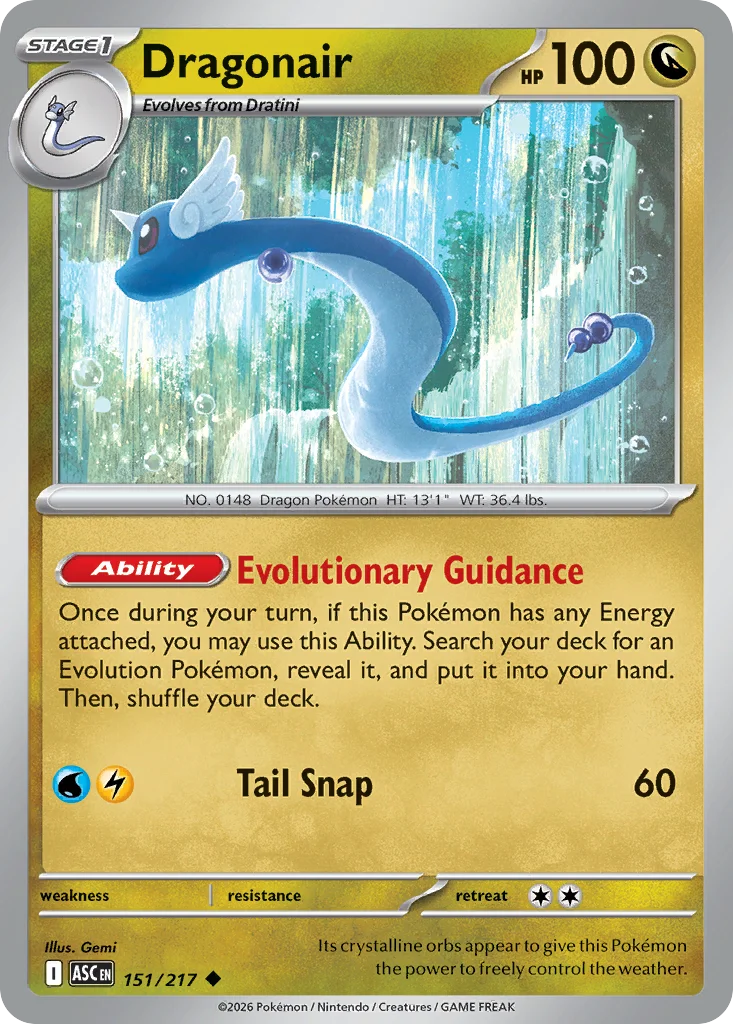 Dragonair Pokemon card from Ascended Heroes, card number 151