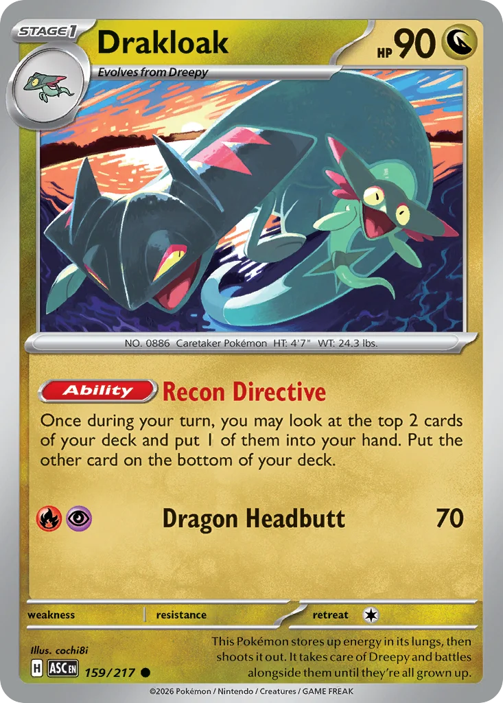 Drakloak Pokemon card from Ascended Heroes, card number 159
