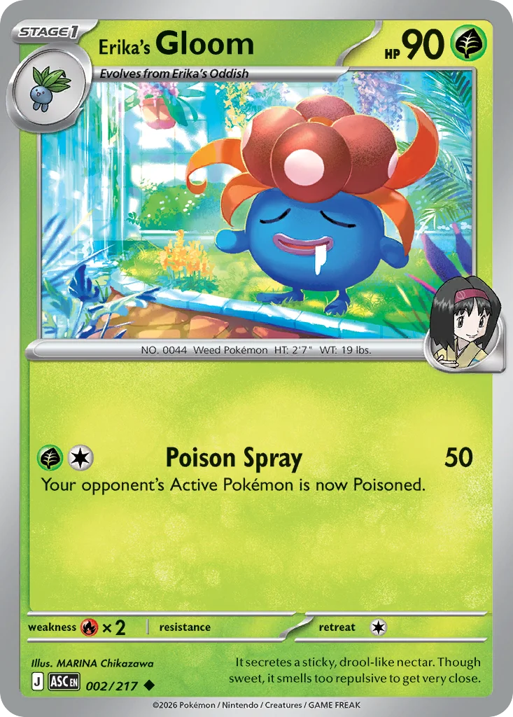 Erika's Gloom Pokemon card from Ascended Heroes, card number 2