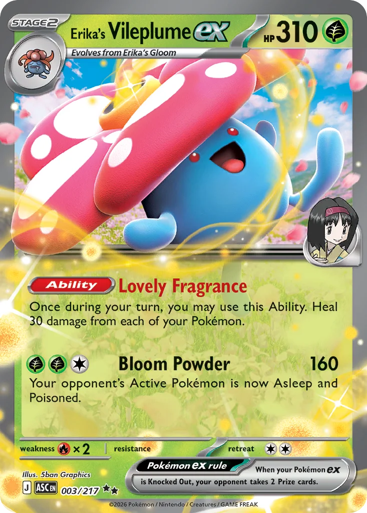 Erika's Vileplume ex Pokemon card from Ascended Heroes, card number 3