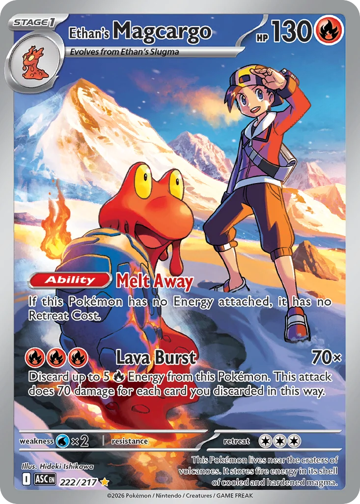 Ethan's Magcargo Pokemon card from Ascended Heroes, card number 222