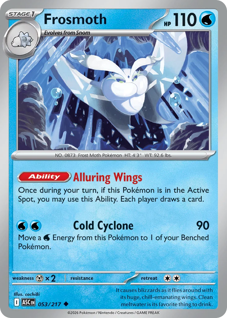 Frosmoth Pokemon card from Ascended Heroes, card number 53