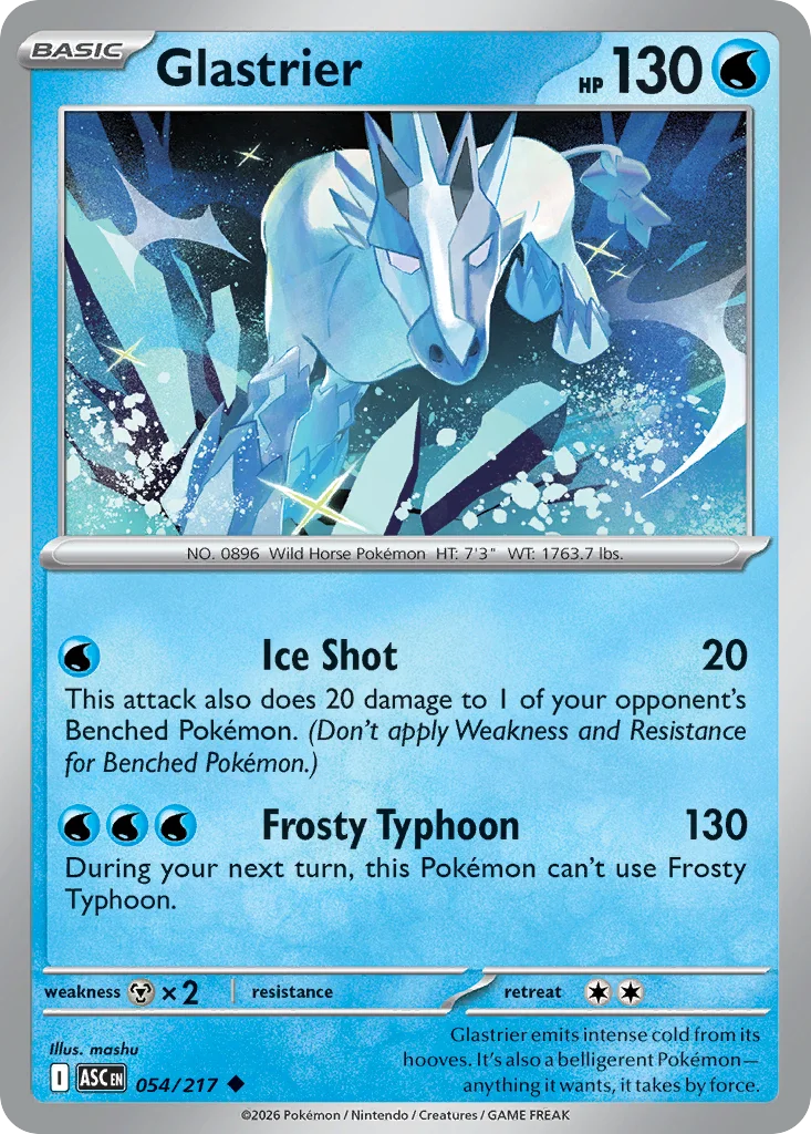 Glastrier Pokemon card from Ascended Heroes, card number 54