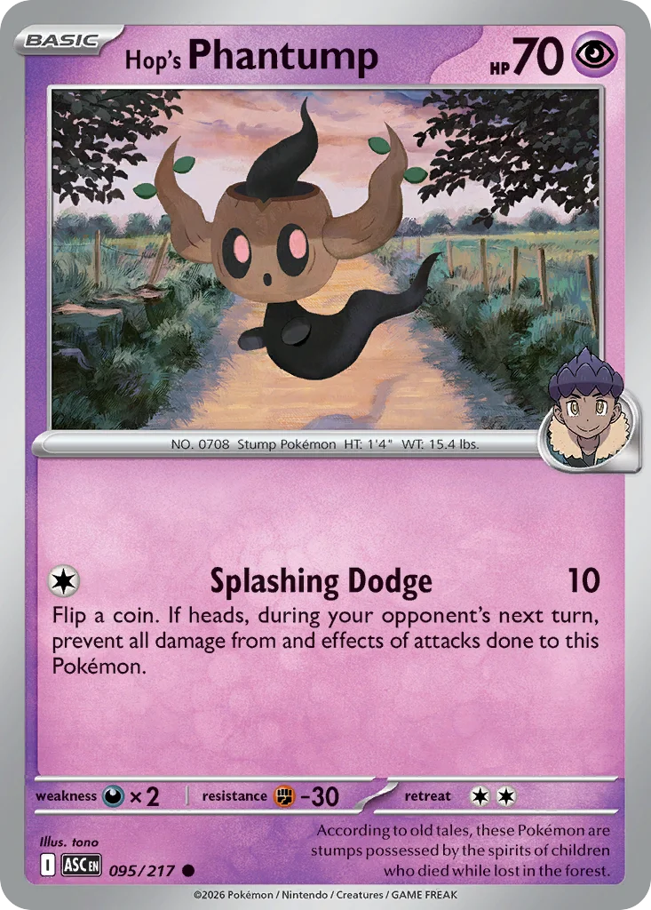 Hop's Phantump Pokemon card from Ascended Heroes, card number 95