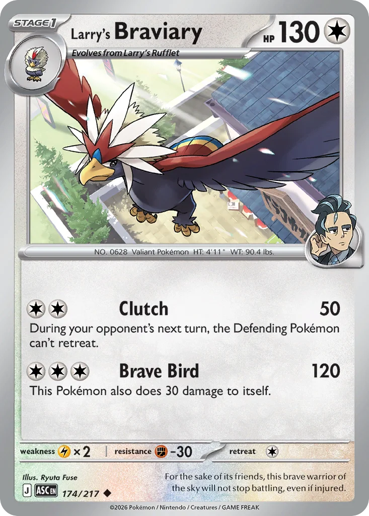 Larry's Braviary Pokemon card from Ascended Heroes, card number 174