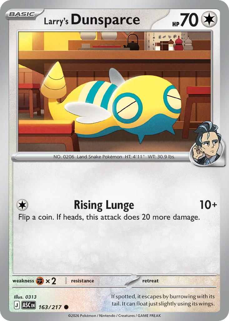 Larry's Dunsparce Pokemon card from Ascended Heroes, card number 163